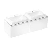 hansgrohe Xelu Q Meuble sous-lavabo, 1560x550, 2 tiroirs, pour console avec vasque à poser, poli, 54070700, Couleur: Meuble blanc brillant/poignÃ©e blanc mat