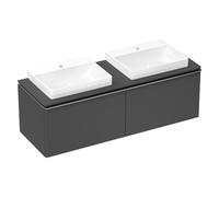 hansgrohe Xelu Q Meuble sous-lavabo, 1560x550, 2 tiroirs, pour console avec vasque à poser, poli, 54071000, Couleur: Meuble gris diamant mat/poignÃ©e chrome
