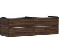 Hansgrohe Xelu Q Meuble sous-lavabo, 1560x550, 4 tiroirs, pour vasques à Poser, sans découpe de Siphon, 54093000, Couleur: Meuble Noyer foncé/poignée Chrome
