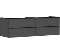 hansgrohe Xelu Q Meuble sous-lavabo, 1560x550, 4 tiroirs, pour vasques à poser, sans découpe de siphon, 54091670, Couleur: Meuble gris diamant mat/poignÃ©e noir mat