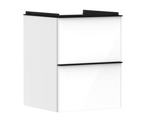 hansgrohe Xelu Q meuble sous-lavabo, 480x475, 2 tiroirs, pour lave-mains, 54019670, Couleur: Meuble blanc brillant/poignÃ©e noir mat