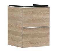 hansgrohe Xelu Q meuble sous-lavabo, 480x475, 2 tiroirs, pour lave-mains, 54021700, Couleur: Meuble chÃªne naturel/poignÃ©e blanc mat