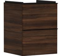 hansgrohe Xelu Q meuble sous-lavabo, 480x475, 2 tiroirs, pour lave-mains, 54022670, Couleur: Meuble noyer foncÃ©/poignÃ©e noir mat