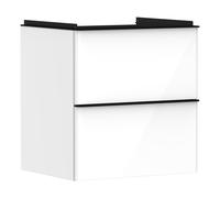 hansgrohe Xelu Q Meuble sous-lavabo, 580x475, 2 tiroirs, pour lavabo, 54023670, Couleur: Meuble blanc brillant/poignÃ©e noir mat
