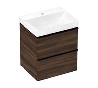 hansgrohe Xelu Q Meuble sous-lavabo, 580x475, 2 tiroirs, pour lavabo, 54026670, Couleur: Meuble noyer foncÃ©/poignÃ©e noir mat