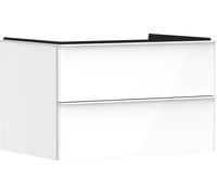 hansgrohe Xelu Q Meuble sous-lavabo, 780x550, 2 tiroirs, pour console avec vasque à poser, 54074700, Couleur: Meuble blanc brillant/poignÃ©e blanc mat