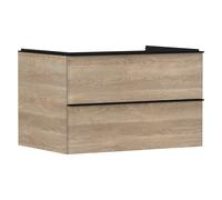 hansgrohe Xelu Q Meuble sous-lavabo, 780x550, 2 tiroirs, pour console avec vasque à poser, 54076670, Couleur: Meuble chÃªne naturel/poignÃ©e noir mat