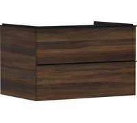 hansgrohe Xelu Q Meuble sous-lavabo, 780x550, 2 tiroirs, pour console avec vasque à poser, 54077670, Couleur: Meuble noyer foncÃ©/poignÃ©e noir mat