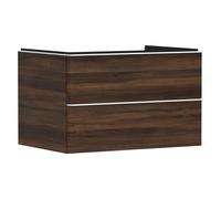 hansgrohe Xelu Q Meuble sous-lavabo, 780x550, 2 tiroirs, pour console avec vasque à poser, 54077700, Couleur: Meuble noyer foncÃ©/poignÃ©e blanc mat