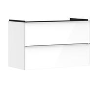 hansgrohe Xelu Q Meuble sous-lavabo, 980x475, 2 tiroirs, pour vasque, 54031000, Couleur: Meuble blanc brillant/poignée chromée