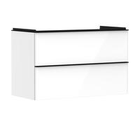 hansgrohe Xelu Q Meuble sous-lavabo, 980x475, 2 tiroirs, pour vasque, 54031670, Couleur: Meuble blanc brillant/poignÃ©e noir mat