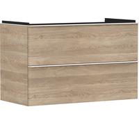 hansgrohe Xelu Q Meuble sous-lavabo, 980x475, 2 tiroirs, pour vasque, 54033700, Couleur: Meuble chÃªne naturel/poignÃ©e blanc mat