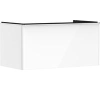 Hansgrohe Xelu Q Meuble sous-lavabo, 980x550, 1 tiroir, pour Consoles avec Vasque à Poser, Poli, 5, 54058000, Couleur: Meuble Blanc Brillant/poignée chromée