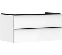 hansgrohe Xelu Q Meuble sous-lavabo, 980x550, 2 tiroirs, pour vasques à poser, 54078670, Couleur: Meuble blanc brillant/poignÃ©e noir mat