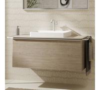 hansgrohe Xelu Q meuble sous-lavabo, 1180x550, 1 tiroir, pour consoles avec vasque à poser, poli, 54064700, Couleur: Meuble chÃªne naturel/poignÃ©e blanc mat