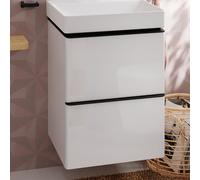 hansgrohe Xelu Q meuble sous-lavabo, 480x475, 2 tiroirs, pour lave-mains, 54019670, Couleur: Meuble blanc brillant/poignÃ©e noir mat