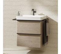 hansgrohe Xelu Q Meuble sous-lavabo, 580x475, 2 tiroirs, pour lavabo, 54025670, Couleur: Meuble chêne naturel/poignée noir mat