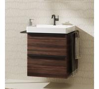 Hansgrohe Meuble sous-lavabo Xelu Q 580x475 2 tiroirs Noyer foncé poignée noir mat 54026670