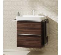 hansgrohe Xelu Q Meuble sous-lavabo, 580x475, 2 tiroirs, pour lavabo, 54026700, Couleur: Meuble noyer foncÃ©/poignÃ©e blanc mat