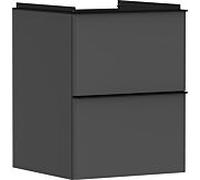 hansgrohe Xelu Q meuble sous-lavabo, 480x475, 2 tiroirs, pour lave-mains, 54020670, Couleur: Meuble gris diamant mat/poignée noir mat