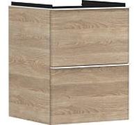 hansgrohe Xelu Q meuble sous-lavabo, 480x475, 2 tiroirs, pour lave-mains, 54021700, Couleur: Meuble chÃªne naturel/poignÃ©e blanc mat