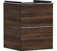 hansgrohe Xelu Q meuble sous-lavabo, 480x475, 2 tiroirs, pour lave-mains, 54022000, Couleur: Meuble noyer foncÃ©/poignÃ©e chrome