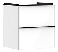 hansgrohe Xelu Q Meuble sous-lavabo, 580x475, 2 tiroirs, pour lavabo, 54023670, Couleur: Meuble blanc brillant/poignÃ©e noir mat