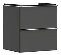 hansgrohe Xelu Q Meuble sous-lavabo, 580x475, 2 tiroirs, pour lavabo, 54024000, Couleur: Meuble gris diamant mat/poignÃ©e chrome