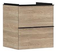 hansgrohe Xelu Q Meuble sous-lavabo, 580x475, 2 tiroirs, pour lavabo, 54025670, Couleur: Meuble chêne naturel/poignée noir mat