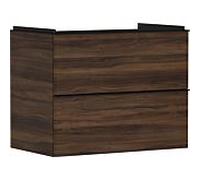 hansgrohe Xelu Q Meuble sous-lavabo, 780x475, 2 tiroirs, pour lavabo, 54030670, Couleur: Meuble noyer foncé/poignée noir mat