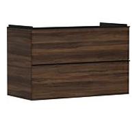 hansgrohe Xelu Q Meuble sous-lavabo, 980x475, 2 tiroirs, pour vasque, 54034670, Couleur: Meuble noyer foncÃ©/poignÃ©e noir mat
