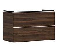 hansgrohe Xelu Q Meuble sous-lavabo, 980x475, 2 tiroirs, pour vasque, 54034700, Couleur: Meuble noyer foncÃ©/poignÃ©e blanc mat