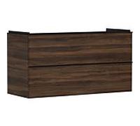 hansgrohe Xelu Q Meuble sous-lavabo, 1180x475, 2 tiroirs, pour lavabo, 54038670, Couleur: Meuble noyer foncé/poignée noir mat