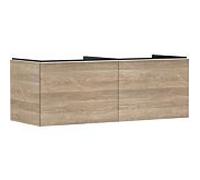 hansgrohe Xelu Q Meuble sous-lavabo, 1360x550, 2 tiroirs, pour console avec vasque à poser, poli, 54068700, Couleur: Meuble chÃªne naturel/poignÃ©e blanc mat
