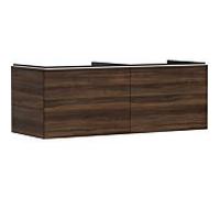 hansgrohe Xelu Q Meuble sous-lavabo, 1360x550, 2 tiroirs, pour console avec vasque à poser, poli, 54069700, Couleur: Meuble noyer foncé/poignée blanc mat