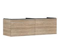 hansgrohe Xelu Q Meuble sous-lavabo, 1560x550, 2 tiroirs, pour console avec vasque à poser, poli, 54072000, Couleur: Meuble chêne naturel/poignée chrome