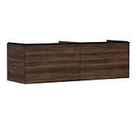 hansgrohe Xelu Q Meuble sous-lavabo, 1560x550, 2 tiroirs, pour console avec vasque à poser, poli, 54073670, Couleur: Meuble noyer foncÃ©/poignÃ©e noir mat