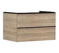 hansgrohe Xelu Q Meuble sous-lavabo, 780x550, 2 tiroirs, pour console avec vasque à poser, 54076670, Couleur: Meuble chêne naturel/poignée noir mat