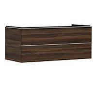 hansgrohe Xelu Q Meuble sous-lavabo, 1180x550, 2 tiroirs, pour vasques à poser, 54085000, Couleur: Meuble noyer foncÃ©/poignÃ©e chrome
