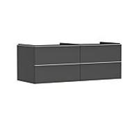 hansgrohe Xelu Q Meuble sous-lavabo, 1360x550, 4 tiroirs, pour vasques à poser, sans découpe de siphon, 54087700, Couleur: Meuble gris diamant mat/poignÃ©e blanc mat