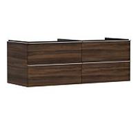 hansgrohe Xelu Q Meuble sous-lavabo, 1360x550, 4 tiroirs, pour vasques à poser, sans découpe de siphon, 54089000, Couleur: Meuble noyer foncé/poignée chrome