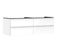 hansgrohe Xelu Q Meuble sous-lavabo, 1560x550, 4 tiroirs, pour vasques à poser, sans découpe de siphon, 54090700, Couleur: Meuble blanc brillant/poignÃ©e blanc mat