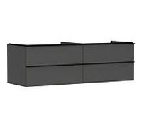 hansgrohe Xelu Q Meuble sous-lavabo, 1560x550, 4 tiroirs, pour vasques à poser, sans découpe de siphon, 54091670, Couleur: Meuble gris diamant mat/poignée noir mat
