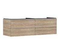 hansgrohe Xelu Q Meuble sous-lavabo, 1560x550, 4 tiroirs, pour vasques à poser, sans découpe de siphon, 54092700, Couleur: Meuble chêne naturel/poignée blanc mat