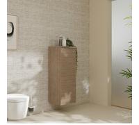 hansgrohe Xelu Q Armoire mi-haute, 400x350, 1 porte, charnières à gauche, 2 étagères en verre, 54129000, Couleur: Meuble chêne naturel/poignée chrome