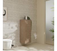 hansgrohe Xelu Q Armoire mi-haute, 400x350, 1 porte, charnières à gauche, 2 étagères en verre, 54129700, Couleur: Meuble chÃªne naturel/poignÃ©e blanc mat