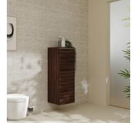 hansgrohe Xelu Q Armoire mi-haute, 400x350, 1 porte, charnières à droite, 2 étagères en verre, 54134700, Couleur: Meuble noyer foncÃ©/poignÃ©e blanc mat