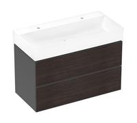 hansgrohe Xevolos E Armoire sous lavabo, 2 tiroirs, SoftClose, 980x475x555mm, pour lavabo, 54183730, Couleur: Corps gris ardoise mat, façade chêne foncé