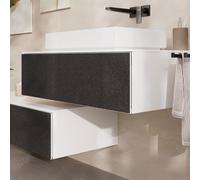 hansgrohe Xevolos E meuble sous lavabo, 1 tiroir, 1 découpe au centre, 980x550x275mm, pour console avec vasque à poser, 54313660, Couleur: Corps blanc mat, façade textile gris foncé