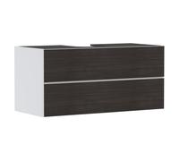 hansgrohe Xevolos E Meuble sous-lavabo, 2 tiroirs, 1 découpe au centre, 1180x550x555mm, pour plan de toilette à poser, 54193730, Couleur: corps blanc mat, façade chêne foncé